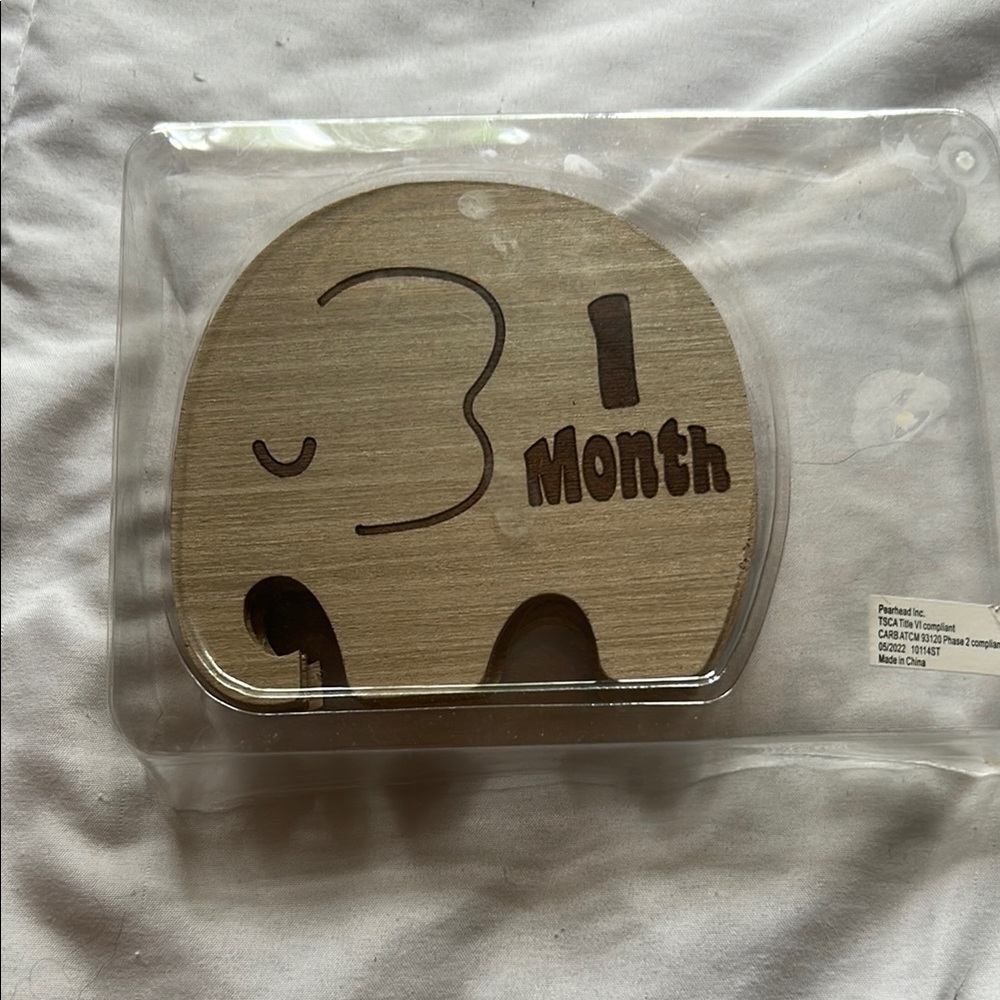 Pearhead Elephant Wooden Baby Month 1-12 Pictures